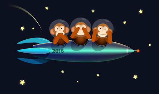 快乐的新年贺卡猴子 2016