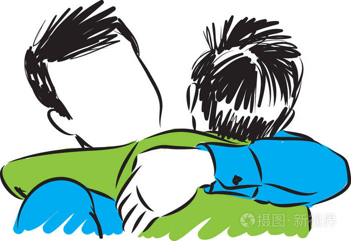 父子拥抱矢量插画