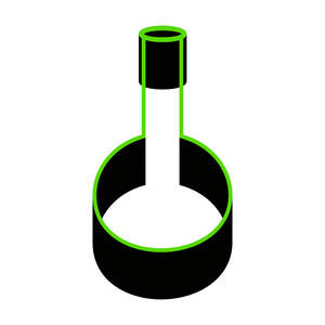 管.实验室玻璃标牌。矢量.绿色3d 图标与黑色 si