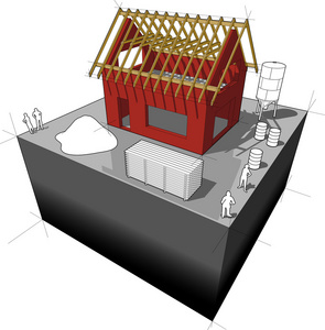 在屋顶框架图与建房屋