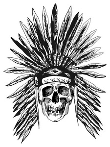 头骨的土著美国人的头饰
