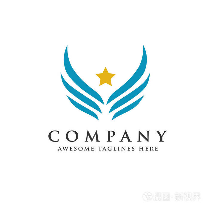 矢量星翅标志 翼标志公司 图标翼飞行 老鹰翼品牌和标识翼鸟例证