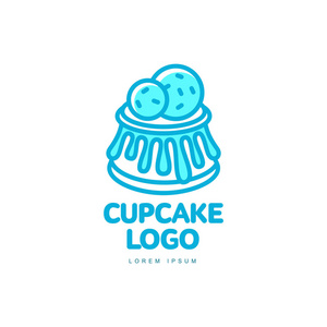 矢量蛋糕甜甜点食品亮线徽标图标
