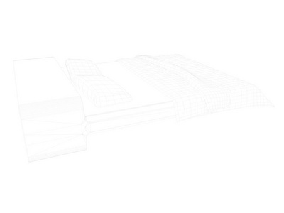 3d 渲染在白色背景下的内衬床