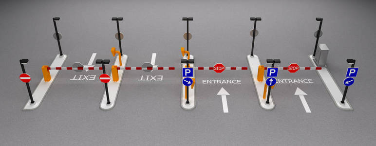 道路障碍点 3d 渲染