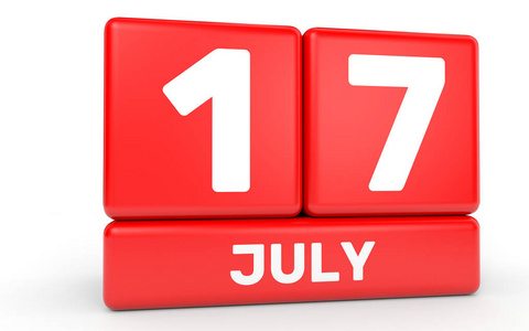 7 月 17 日。白色背景上的日历