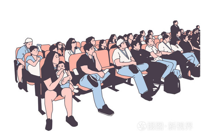 电影老师观众观看和欣赏表演的插图插画-正版商用图片0nw1ab-摄图新