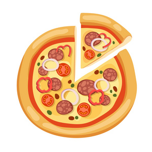 孤立在白色背景上的比萨饼平图标