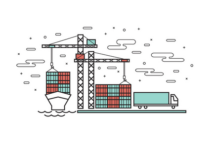 细线平 Conta 工业港口，集装箱船的设计
