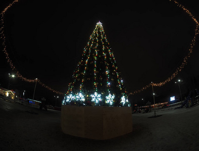夜晚的城市圣诞树