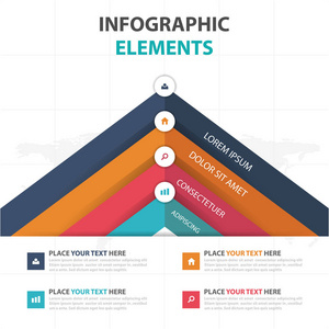 抽象多彩三角业务信息图表元素，演示文稿模板平面设计矢量图的网页设计营销广告