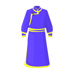 蓝色浴袍的 Mongolians.Fragment nominalnog 衣服的 Mongolia.Mongolia 的卡通风格