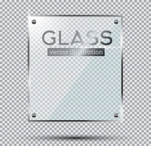 平板玻璃与钢铆钉孤立在透明背景