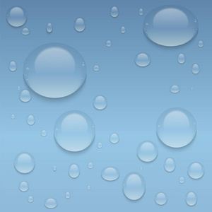 现实的透明水滴。用滴矢量背景