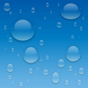现实的透明水滴。用滴矢量背景