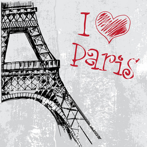 巴黎垃圾背景与埃菲尔铁塔