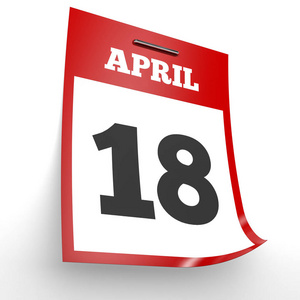 4 月 18 日。白色背景上的日历