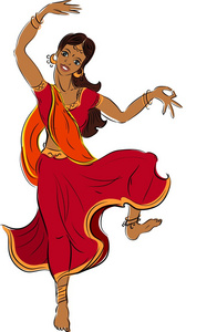 美丽的女孩的印度古典舞蹈的舞者