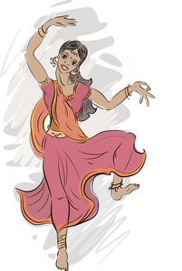 印度古典舞蹈的舞娘 sketh