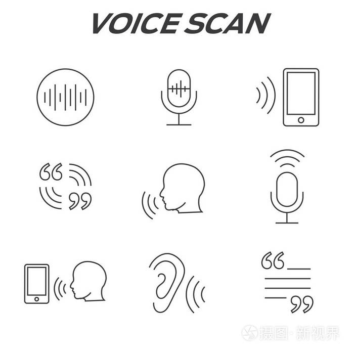 画外音或声波图像与声音命令图标