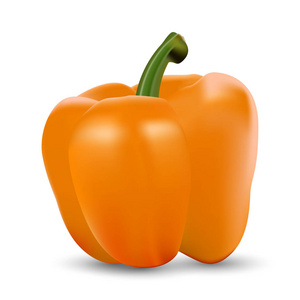 组的彩色橙色甜保加利亚辣椒，辣椒孤立在白色背景