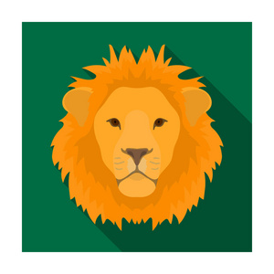 狮子在白色背景上孤立的平面样式图标。写实的动物象征股票矢量图