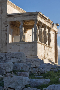 在神殿希腊雅典卫城北侧古希腊庙宇柱的门廊