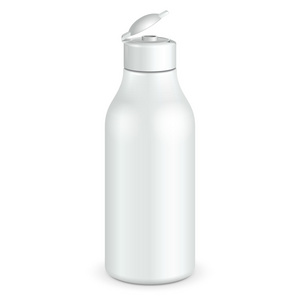 打开的化妆品或卫生灰度白色塑料瓶的凝胶 皂液 乳液 霜 洗发水。准备好您的设计