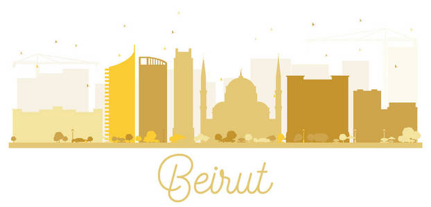 贝鲁特城市天际线金色剪影