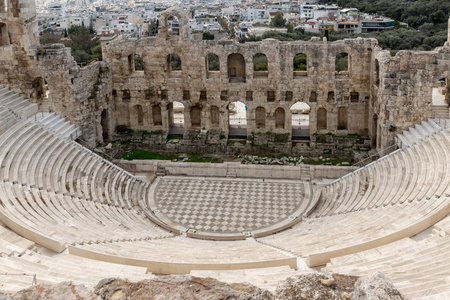 在希腊雅典卫城希罗德 Atticus 剧场的废墟