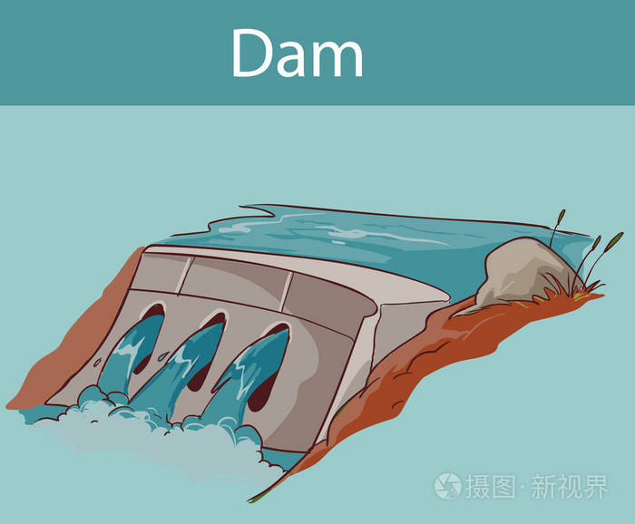 卡通风格分离水大坝图标