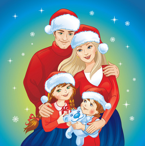 圣诞节家庭的插图
