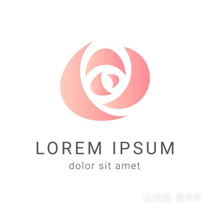 玫瑰矢量 logo 设计模板,最小的花瓣美容图标,沙龙花卉抽象符号,矢量