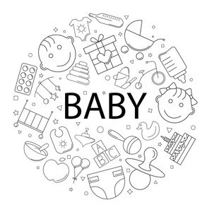 矢量婴儿图案与字。婴儿背景