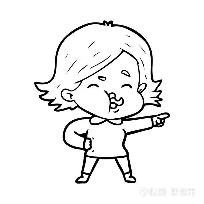 卡通女孩拉脸