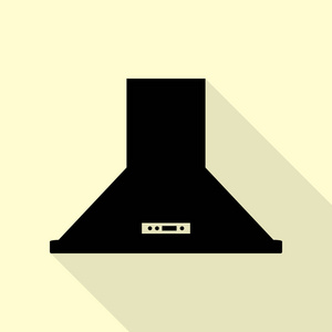 排风罩。厨房通风标志。与平面样式阴影路径奶油背景上的黑色图标