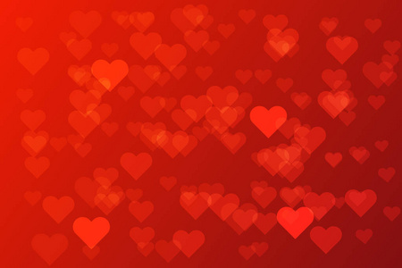 浪漫的红色的心在红色背景向量插图设计情人节, 结婚卡, 爱情框架