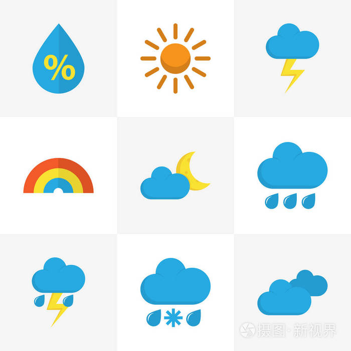 此外包括符号,如太阳,闪电,毛毛雨