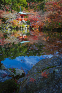 日本花园在秋天的季节