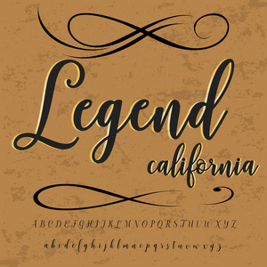 编写脚本字体复古传奇加州脚本字体矢量字体标签和任何类型设计