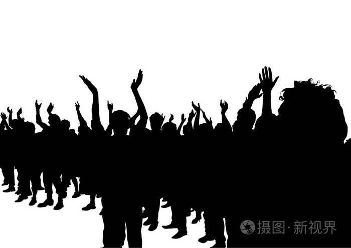 人群中的一场音乐会在白色背景上的观众插画-正版商用图片0o419f-摄图