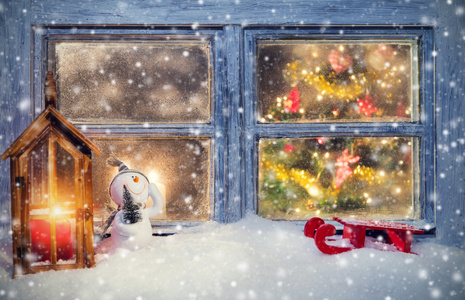 atmosfrica decoracin de alfizar de la ventana de Navidad