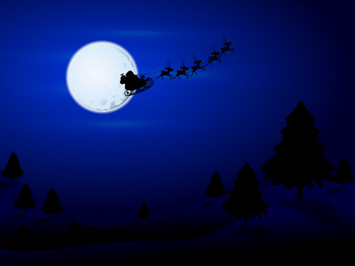 圣诞老人在月球上空飞行