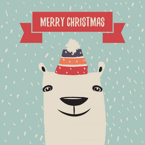 圣诞贺卡与可爱的北极熊