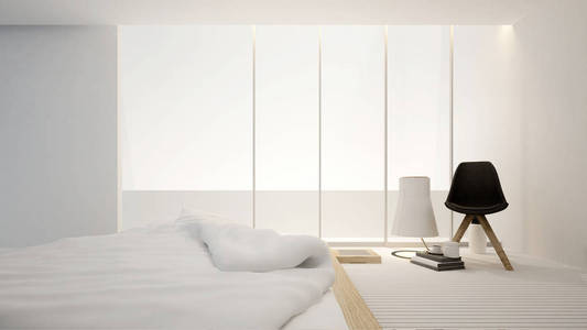 酒店或公寓的卧室和起居区室内设计3d 渲染