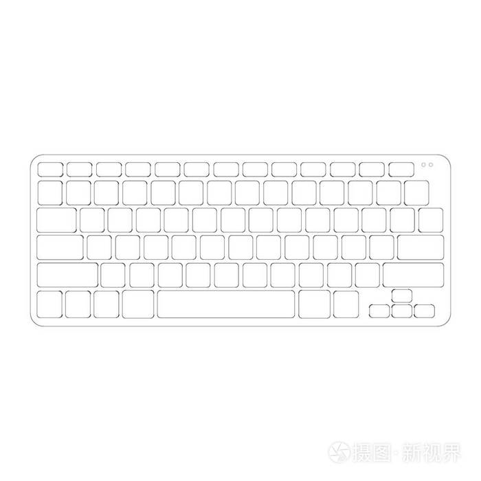 计算机键盘顶视图矢量轮廓图