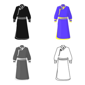 蓝色浴袍的 Mongolians.Fragment nominalnog 衣服的 Mongolia.Mongolia 的卡通风格
