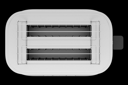 孤立在黑色背景上的烤面包机的顶视图