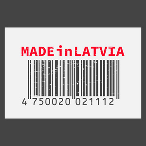 矢量逼真条码在拉脱维亚的黑暗背景下制作