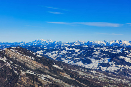 从山 Rigi 在瑞士冬季视图